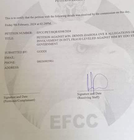 Fight Against Corruption: Group Drags Federal Legislator, Dennis Idahosa to EFCC