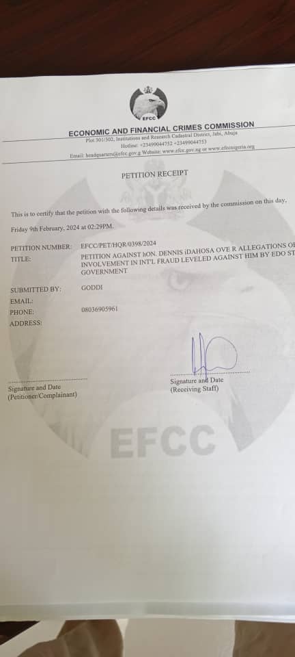 Fight Against Corruption: Group Drags Federal Legislator, Dennis Idahosa to EFCC