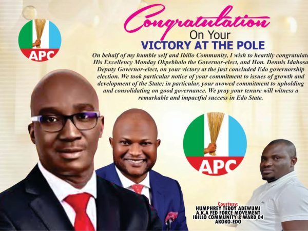 Adewumi Humphrey Congratulates  Monday Okpebholo, Governor- Elect, Edo State